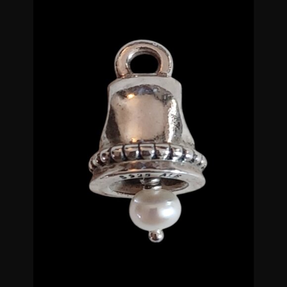 Pandora Retired Sterling Silver Pearl Bell 790517p Freshwater Pearl Charm - Picture 1 of 8